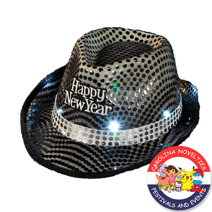 LIGHT-UP "HAPPY NEW YEAR" SEQUINED FEDORA 