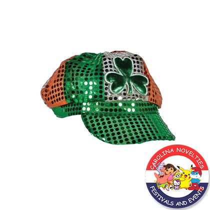 IRISH TRI COLOR SEQUIN NEWSBOY HAT 